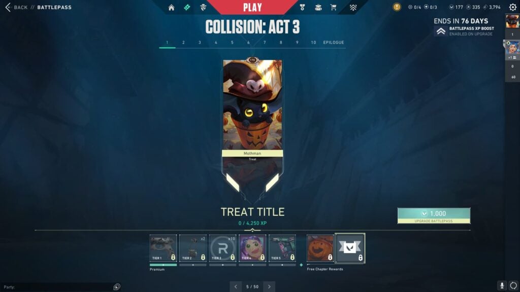 Treat Title (Free) in the VALORANT Episode 9 Act 3 Battle Pass.