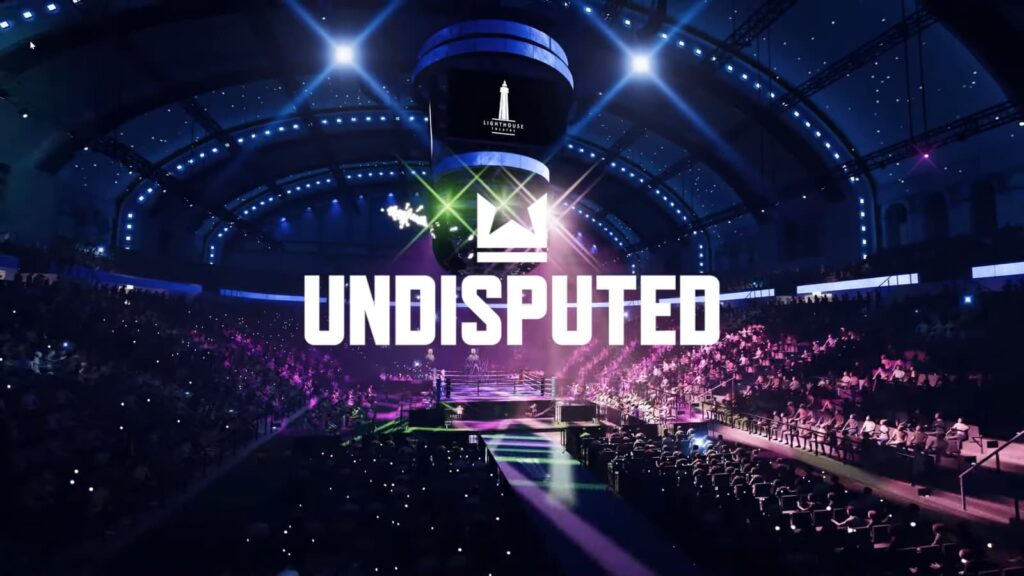 The Undisputed logo over a boxing arena, where players may not be able to have crossplay fights.