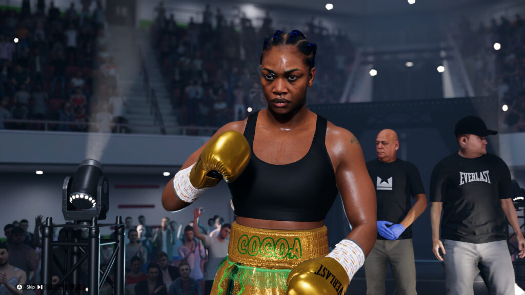 Claressa Shields makes her entrance as just one of several women boxers on the Undisputed roster list.