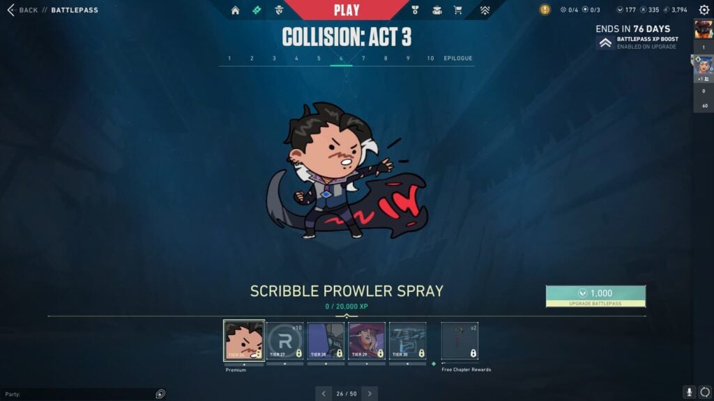 Scribbler Prowler Spray in the VALORANT Episode 9 Act 3 Battle Pass.