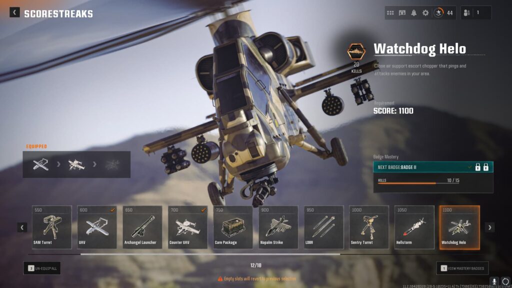 The Watchdog Helo for the best XP gaining Scorestreak setup in Black Ops 6.