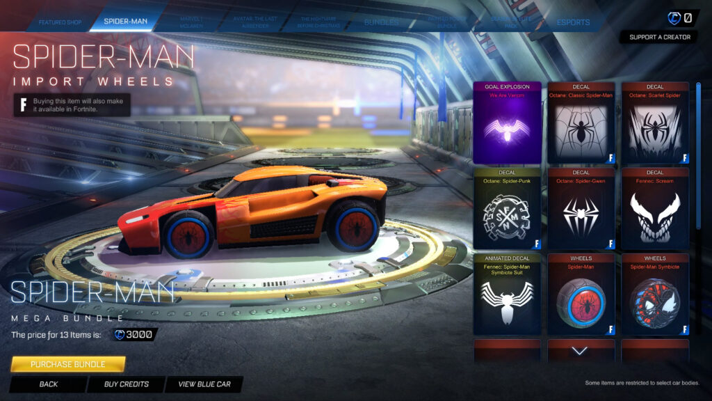 Spider-Man Wheels in Rocket League