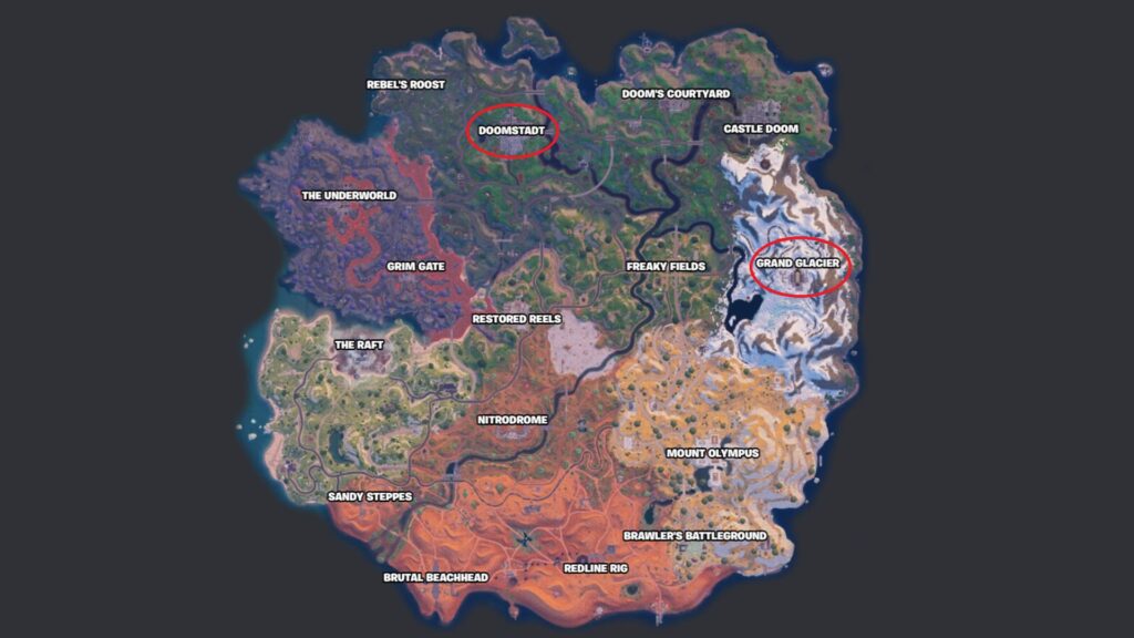 Doomstadt and Grand Glacier are the best POIs to find toilets in Fortnite.