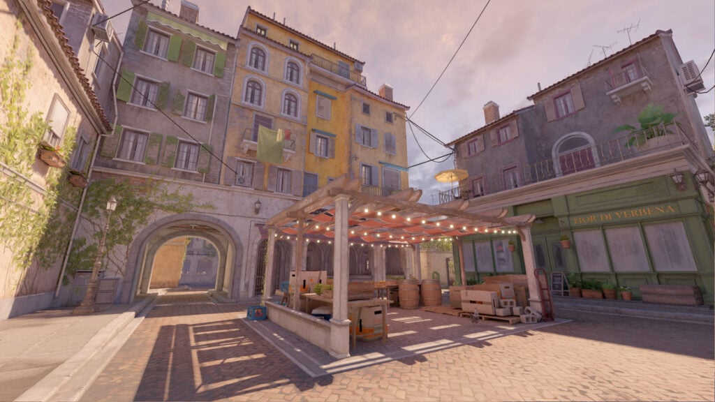 A screenshot of the map Italy from CS2.