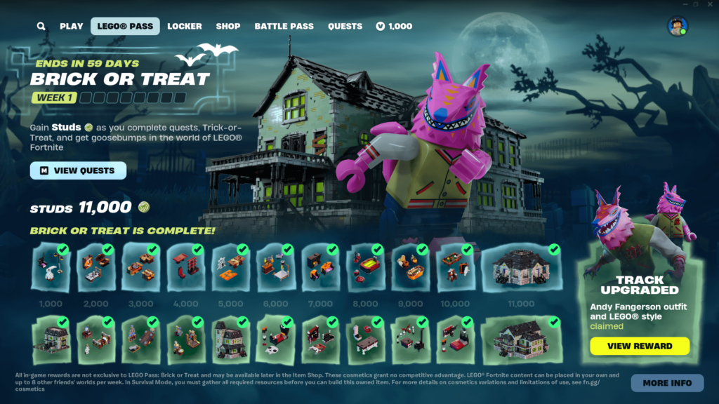 The LEGO Fortnite Pass Brick or Treat.