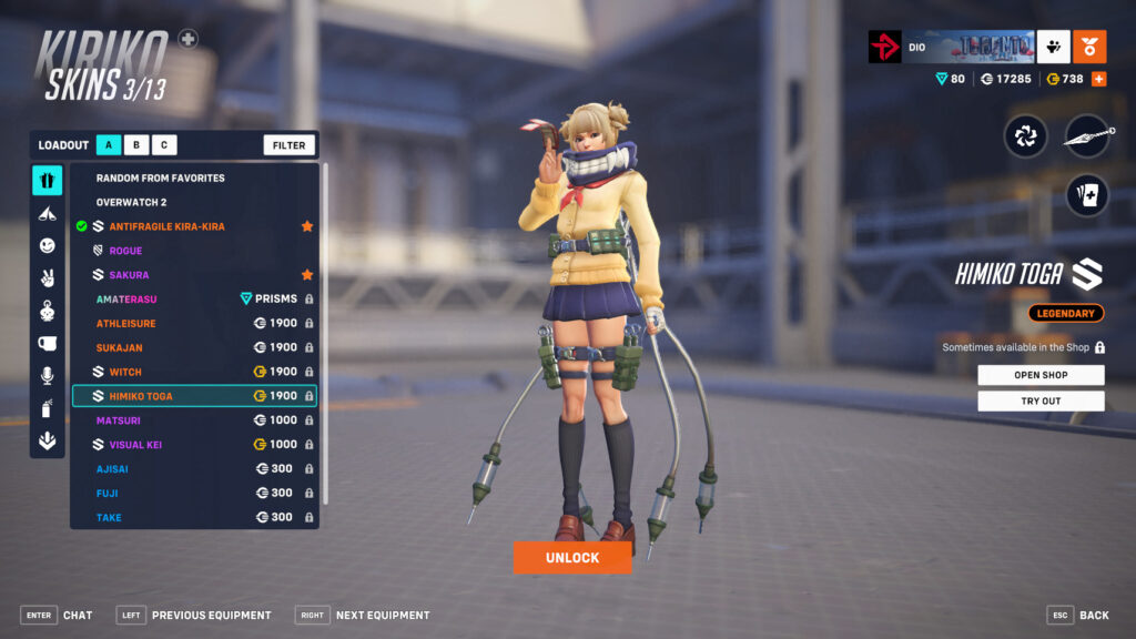 Cost of an individual legendary skin