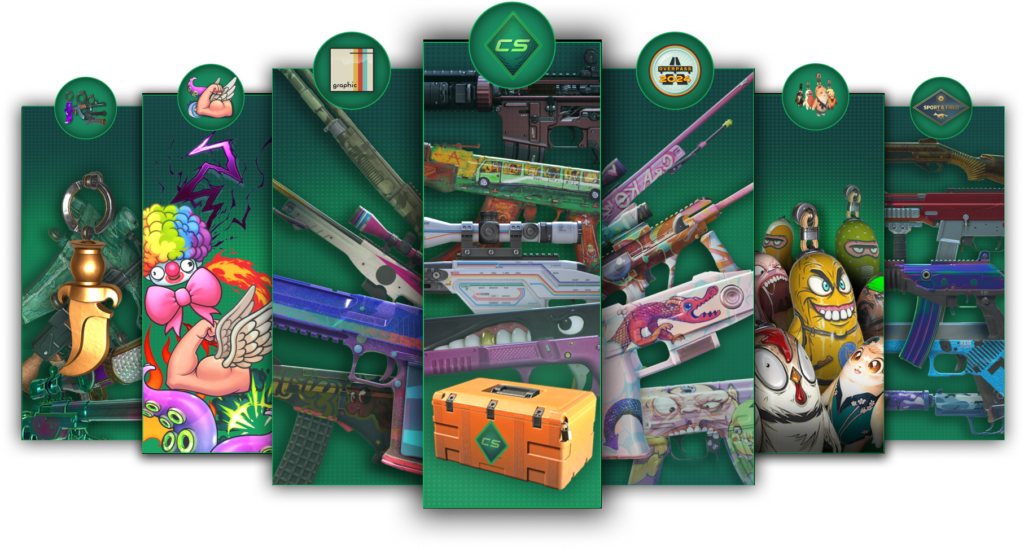 An image containing all of the new weapon skins in CS2's Armory update.