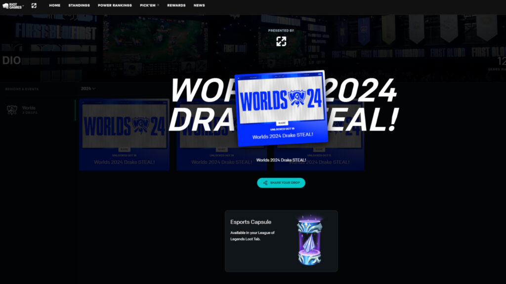 LoL Worlds 2024 drops screenshot