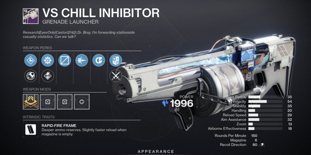 The VS Chill Inhibitor from Destiny 2.
