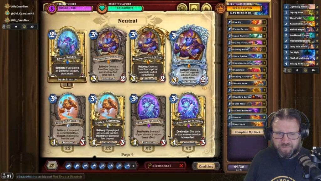 Old Guardian during the Hearthstone The Great Dark Beyond theorycrafting event