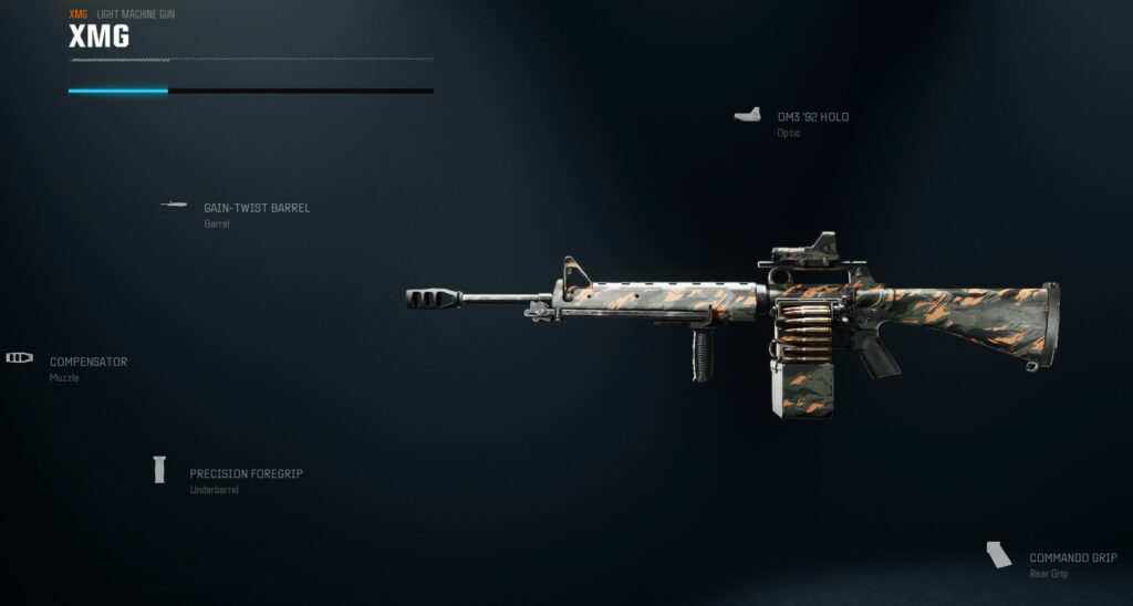 The XMG LMG in Black Ops 6 with attachments included.