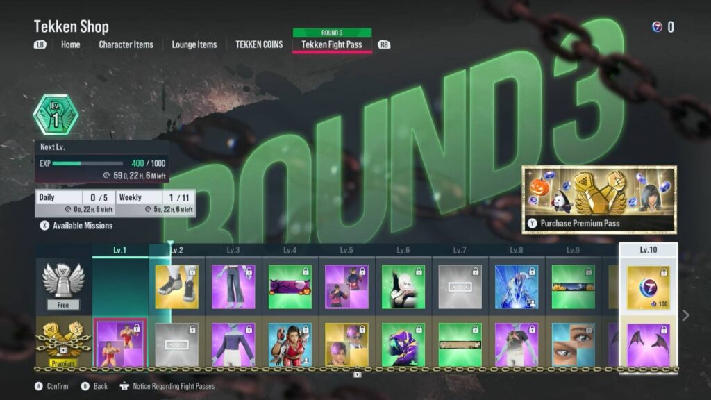 Tiers of TEKKEN 8 Fight Pass -Round 3- and items in them