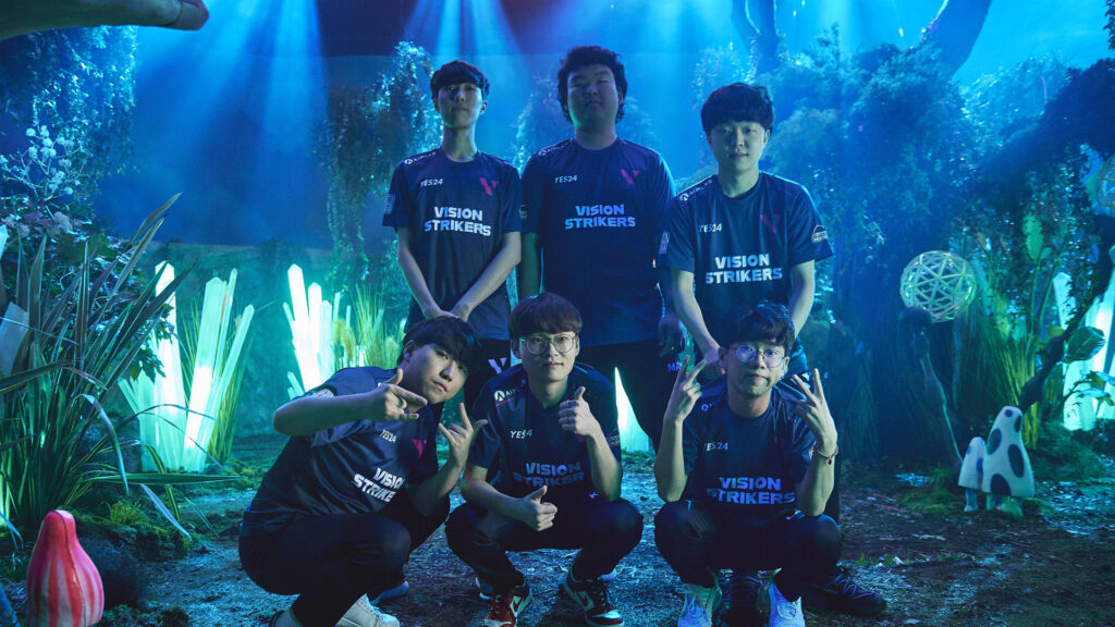 The Vision Strikers VALORANT team line up ready to play at VALORANT Champions Berlin.