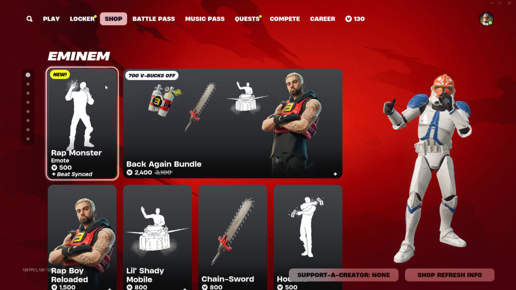 Fortnite Rap Monster Emote in the Item Shop