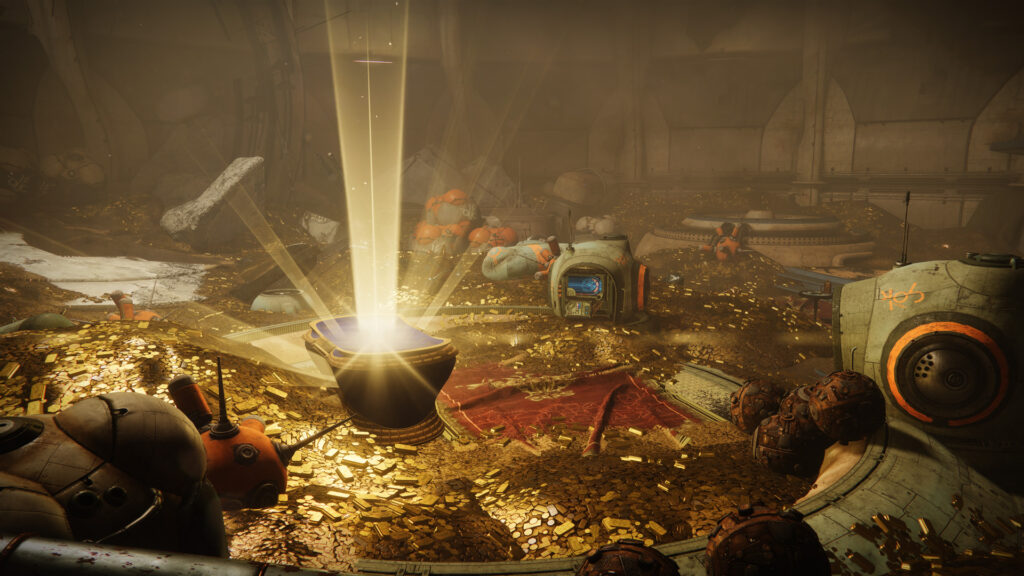 A room full of treasure below the Tomb of Elders in Destiny 2.
