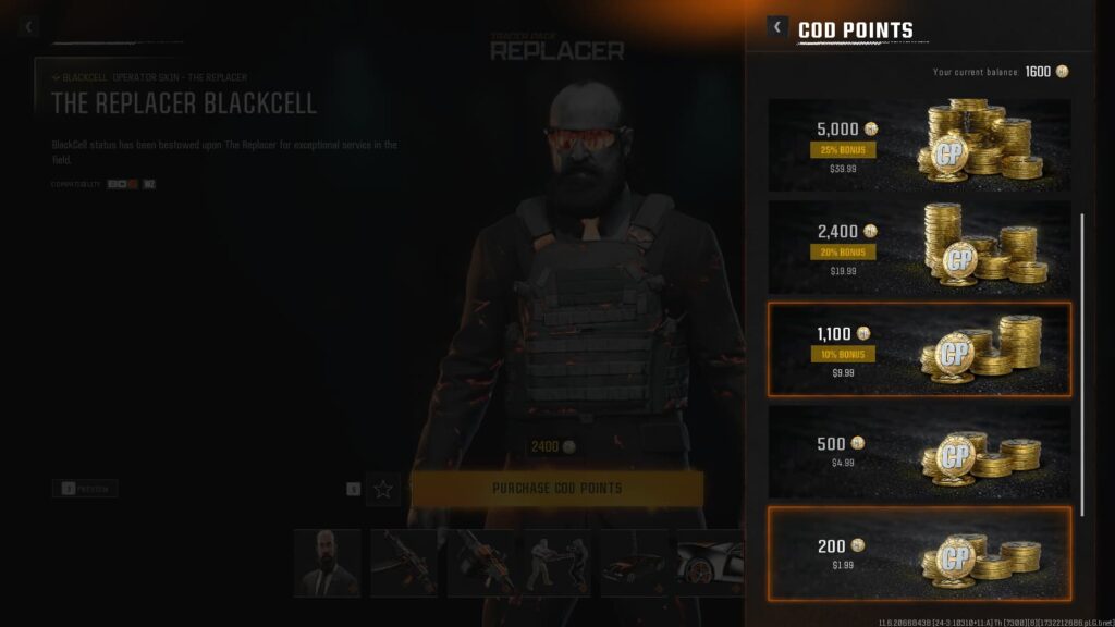 A COD Points bundle for 2400 points.