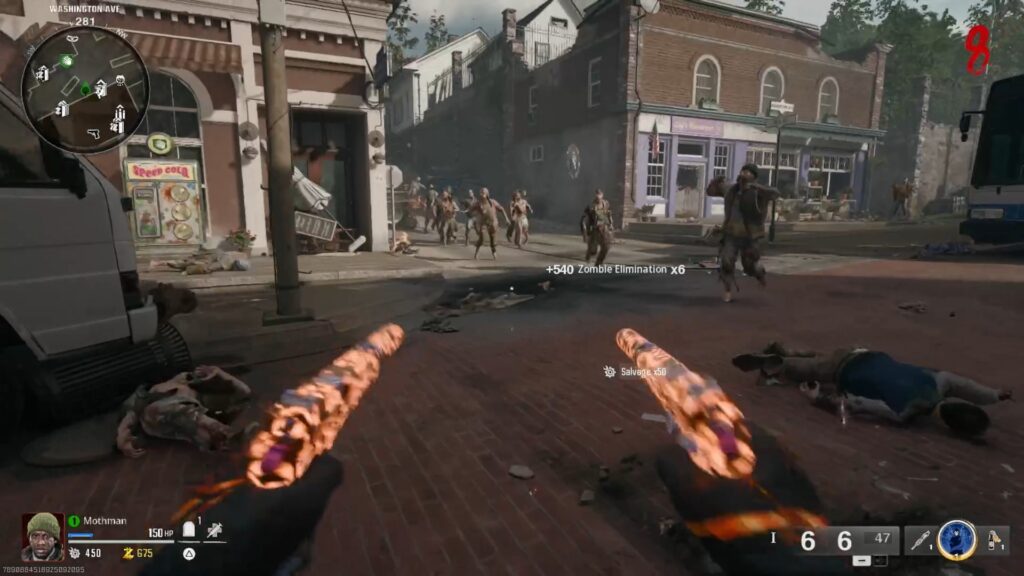 A player gathers a train of Zombies to help get the Alchemist medal in Black Ops 6 Zombies.