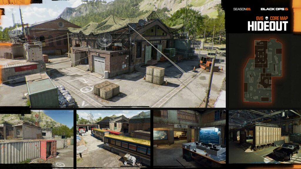 The new map Hideout from the Black Ops 6 Season 1 roadmap.