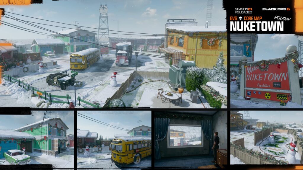 The new map Nuketown Holiday from the Black Ops 6 Season 1 roadmap.
