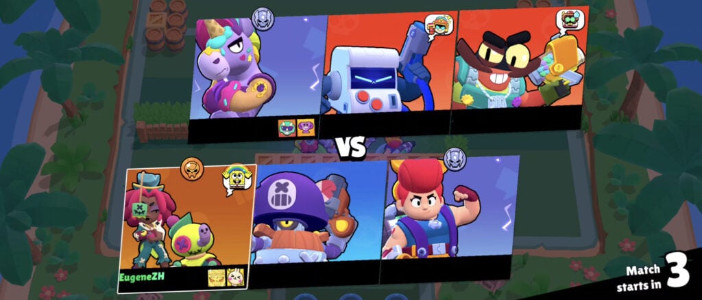 The image is a screenshot of a match start with one of the Brawl Stars characters being Juju