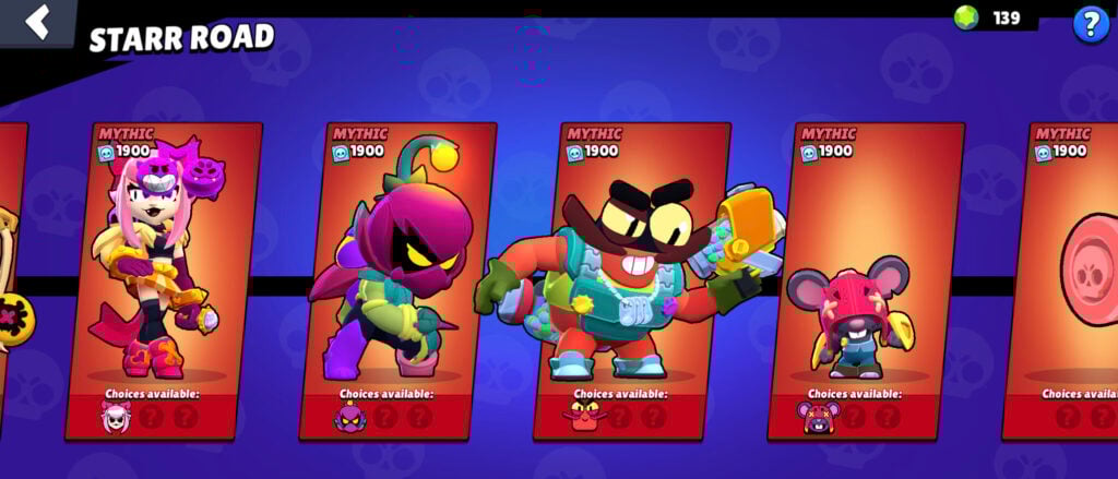 The screenshot shows the Starr Road system in Brawl Stars: How to unlock characters for free