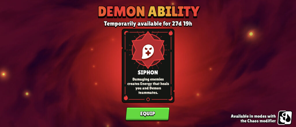 Siphon is the ability from a Demonic Starr Drop: the Brawl Stars screenshot shows it