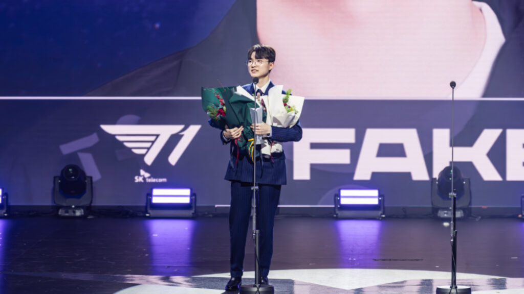 Faker after winning four categories at The LCK Awards 2023.