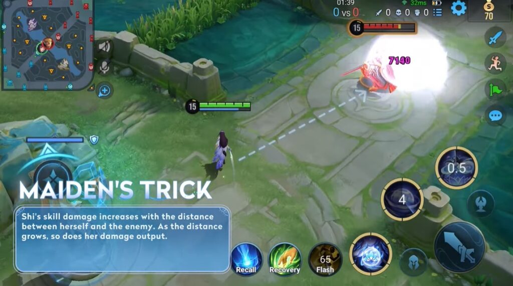 Shi's passive boost her damage to enemy at longer distance.