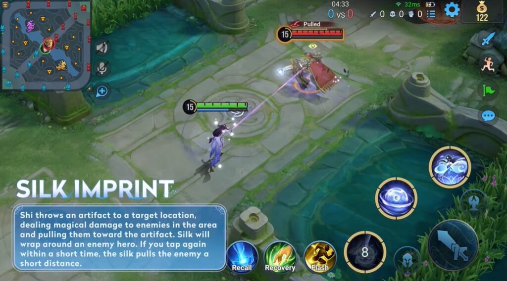 Shi's Skill 1 can control an enemy's movement.