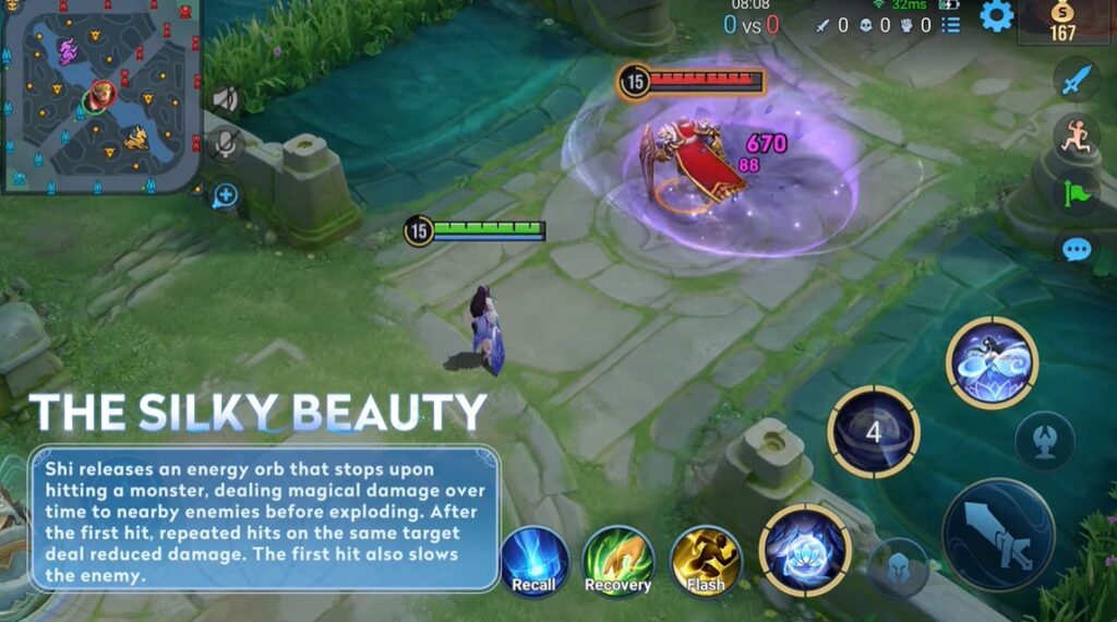 Shi's energy orb from her Skill 2 can explode and slow enemies.