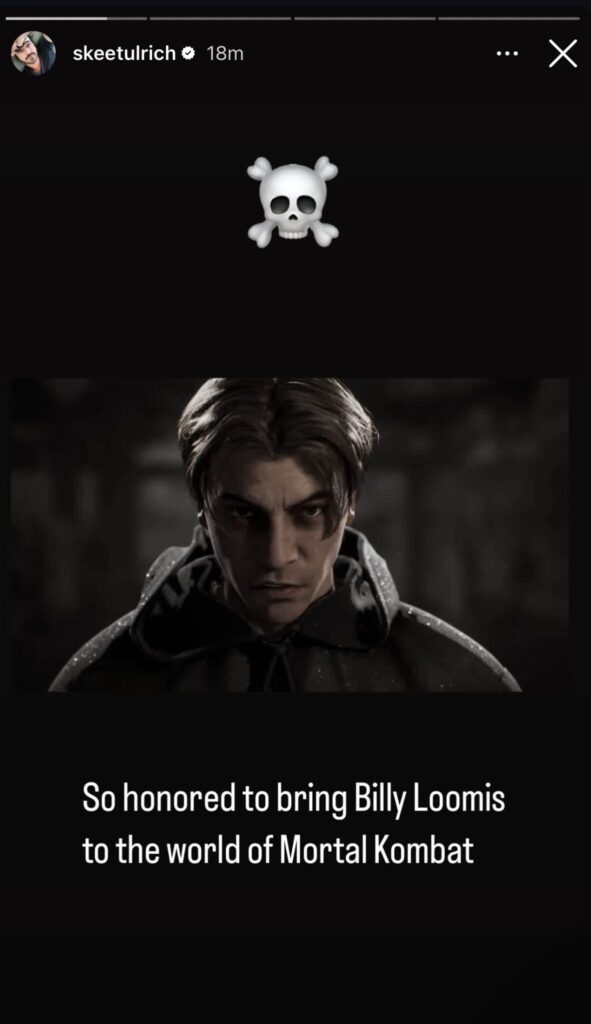 Skeet Ulrich Instagram post for Ghostface MK1