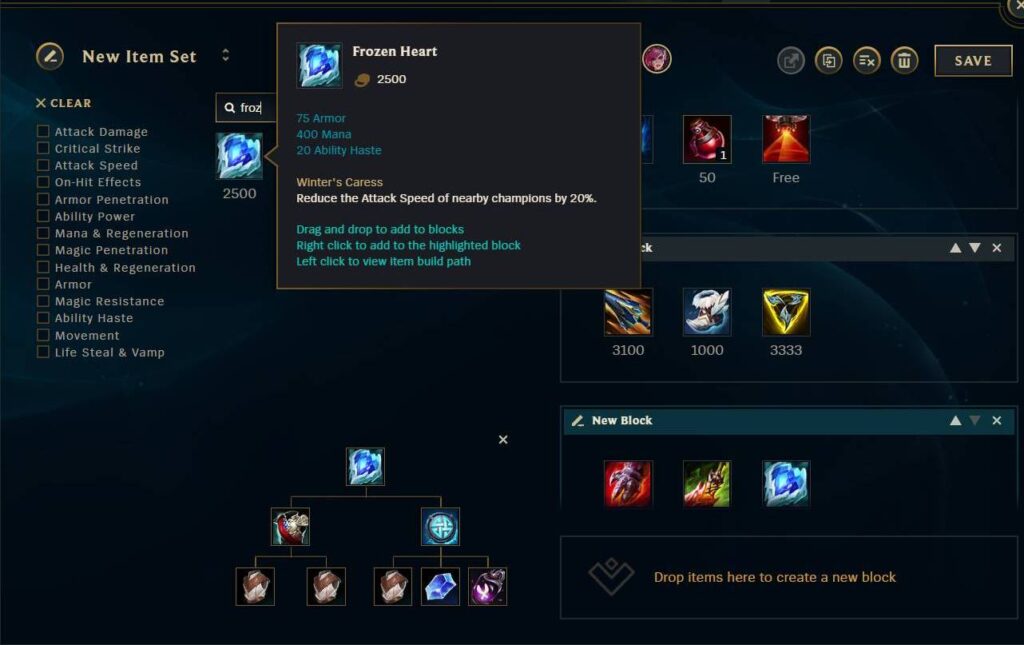 The best build for Vi in League of Legends: the item Frozen Heart