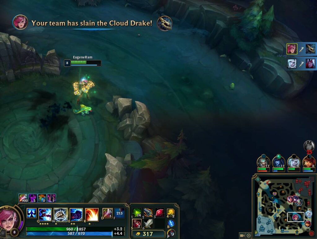 LoL Vi slain Cloud Drake, a screenshot