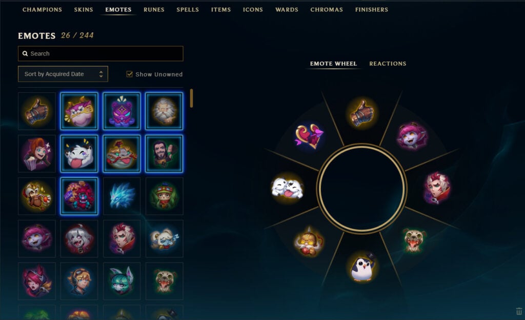 It’s a screenshot from the game League of Legends with the settings menu for the emote wheel.