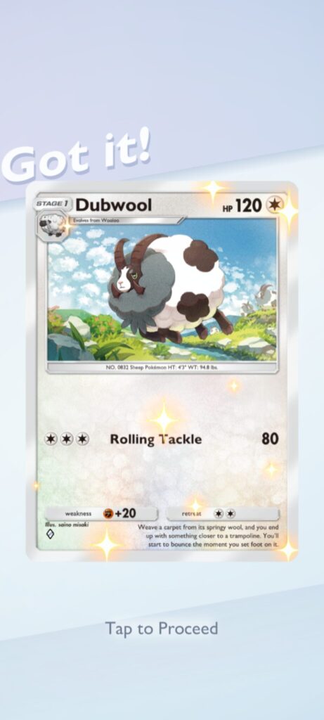 Dubwool and obtain flair feature in Pokémon TCG Pocket.
