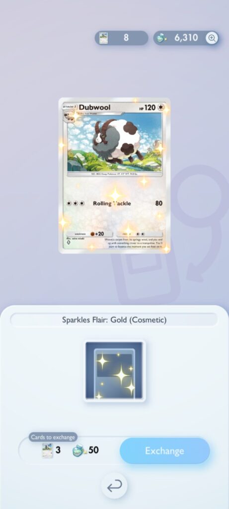 Dubwool and obtain flair feature in Pokémon TCG Pocket.