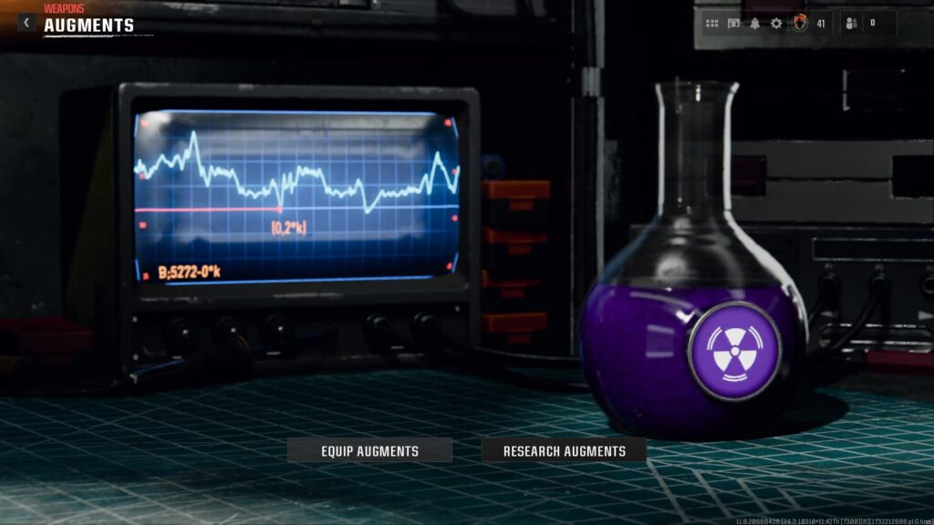 The screen to select Research Augments in Black Ops 6 Zombies.