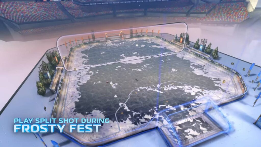 Rocket League Season 17: the Split Shot game mode during Frosty Fest