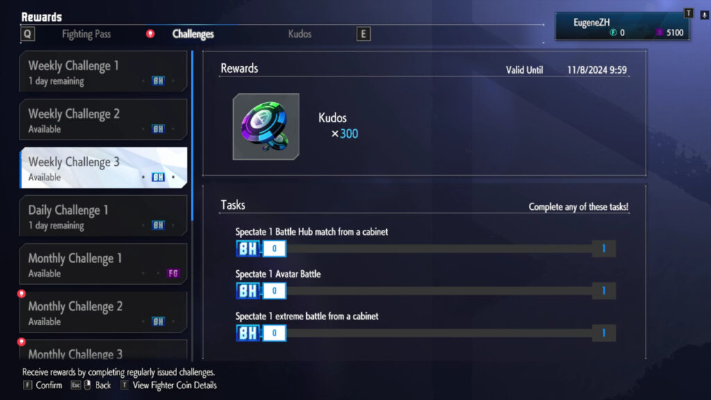 It’s a screenshot from the fighting game Street Fighter 6. It shows an example of in-game challenges for earning Kudos and progressing through the Street Fighter 6 Fatal Fury Festivities Fighting Pass