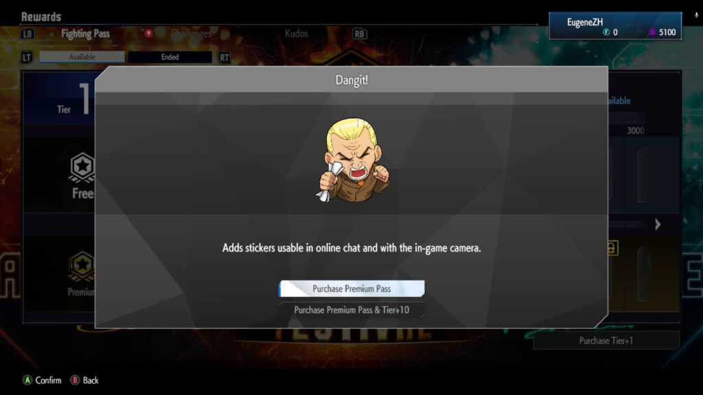 The sticker Dangit! — a reward in the Street Fighter 6 Fatal Fury Festivities