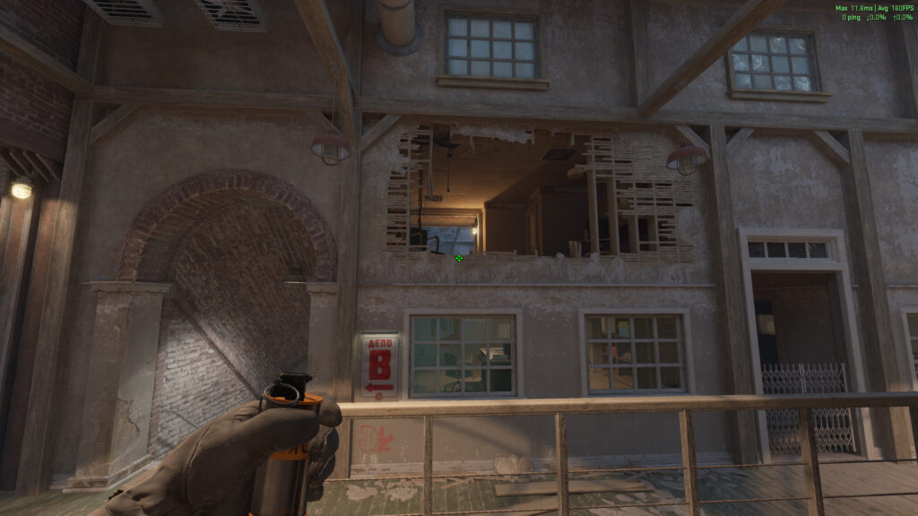 The smoke lineup for left side bomb on Train.