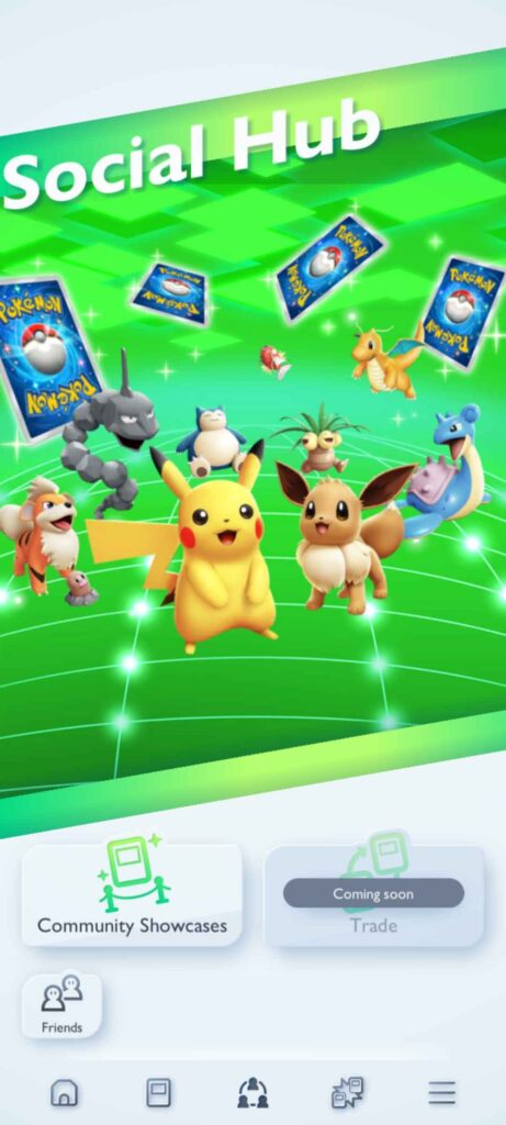 Trading labeled as Coming Soon to Pokémon TCG Pocket.