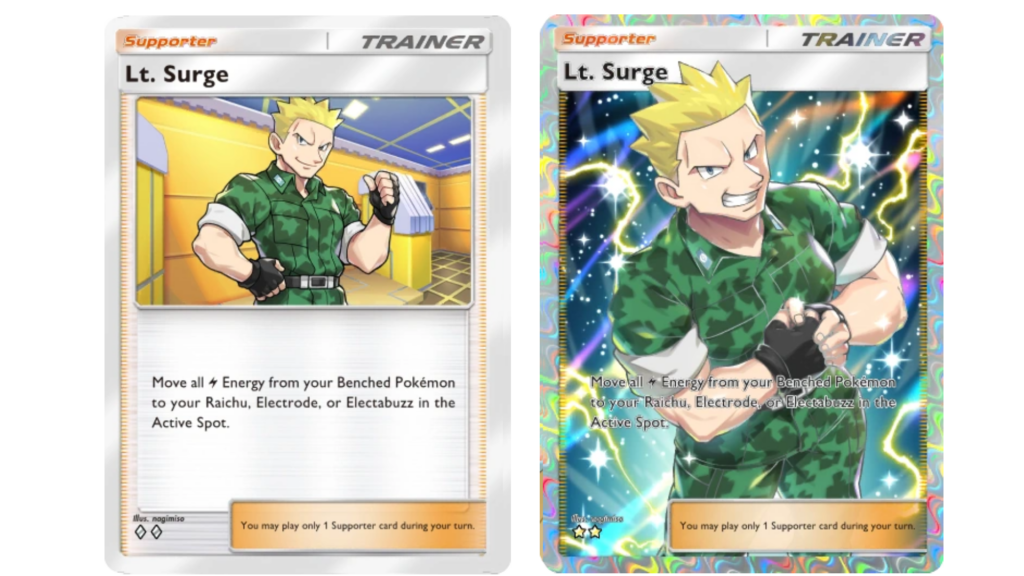 Lt. Surge Supporter cards in Pokémon TCG Pocket.