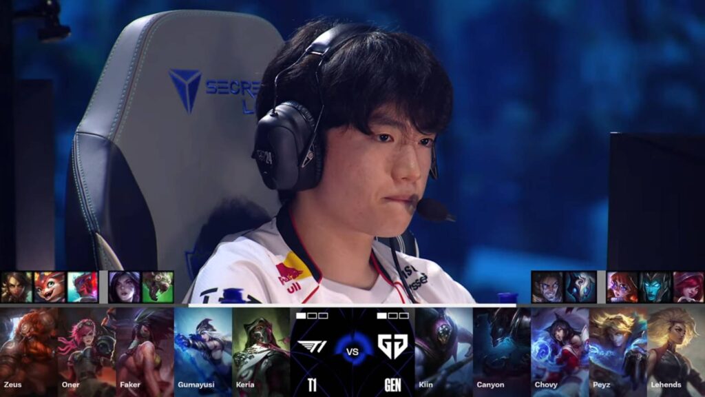 It’s a screenshot from the LoL esports stream T1 vs Gen.G Game 2: Champions picks and bans, including Vi, an Arcane League of Legends character