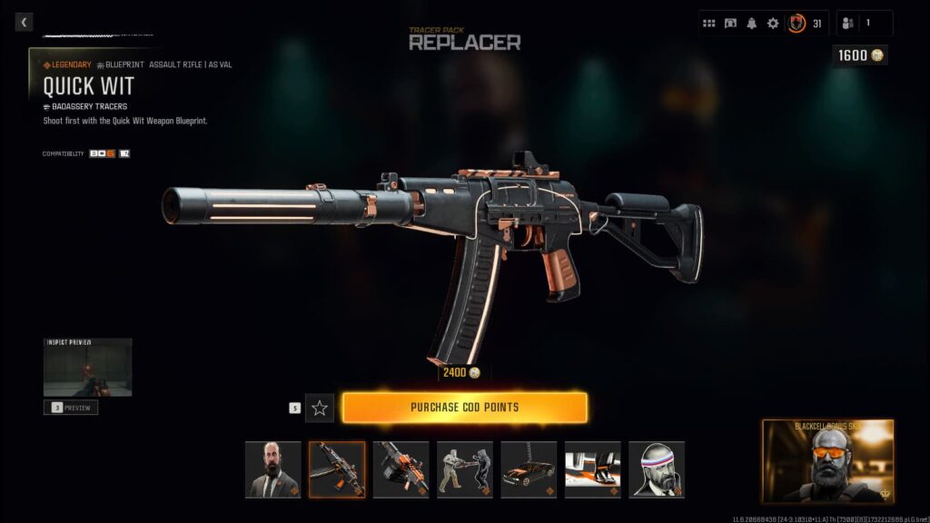 The Quick Wit blueprint in The Replacer Tracer Pack in Black Ops 6.