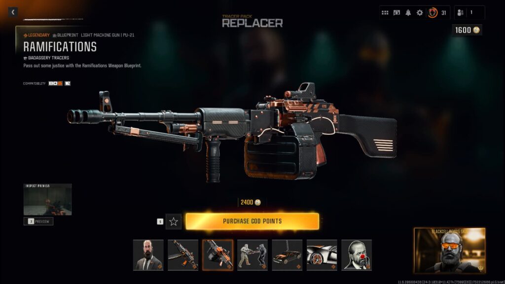 The Ramifications blueprint in The Replacer Tracer Pack in Black Ops 6.