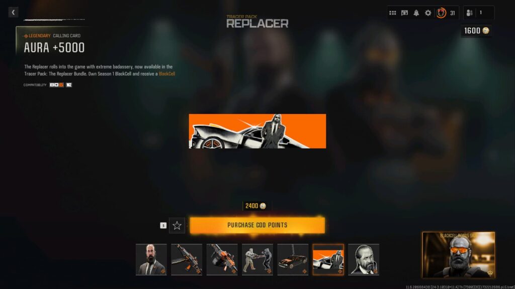 The Aura +5000 calling card.