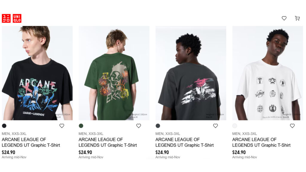 UNIQLO t-shirts from their official website.