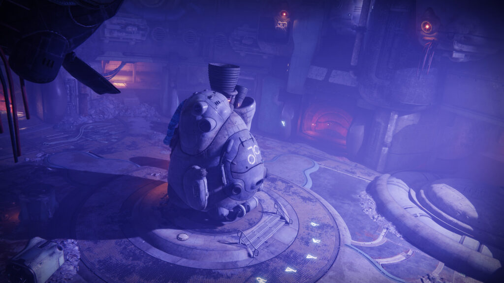 A drop pod sits in a room in the Prison of Elders in Destiny 2.
