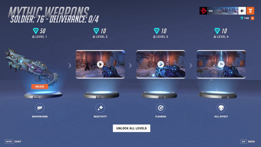 It requires 80 Mythic Prisms to get all of the mythic weapon upgrades